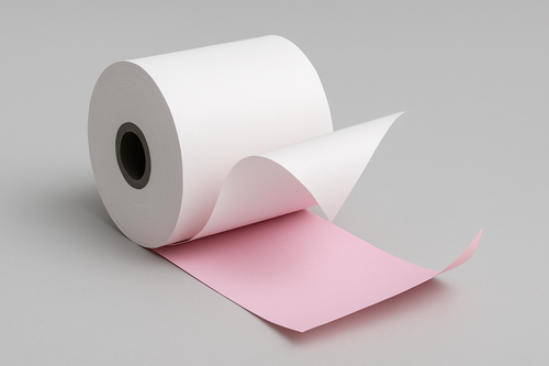 76×65 NCR 2-Ply Paper Rolls – White/Pink